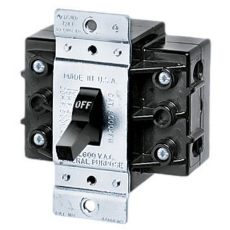 HUBBELL WIRING DEVICE-KELLEMS Switches and Lighting Control, Motor Disconnect, 2-Pole, 60A 600V, Front Wired HBL7862FWD